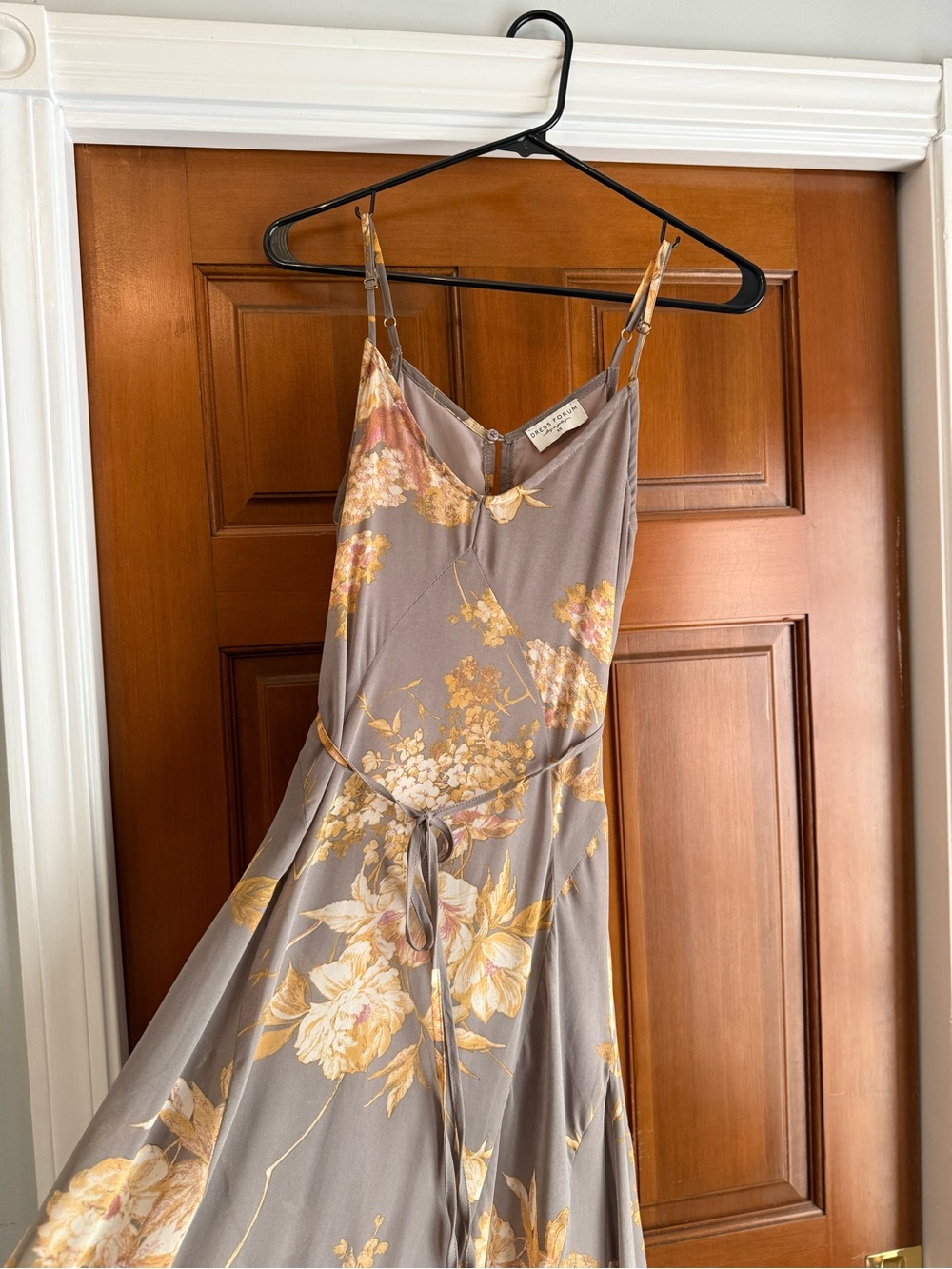 Lulu's Gray Maxi Dress with Gold Floral Print - Picture 6 of 7